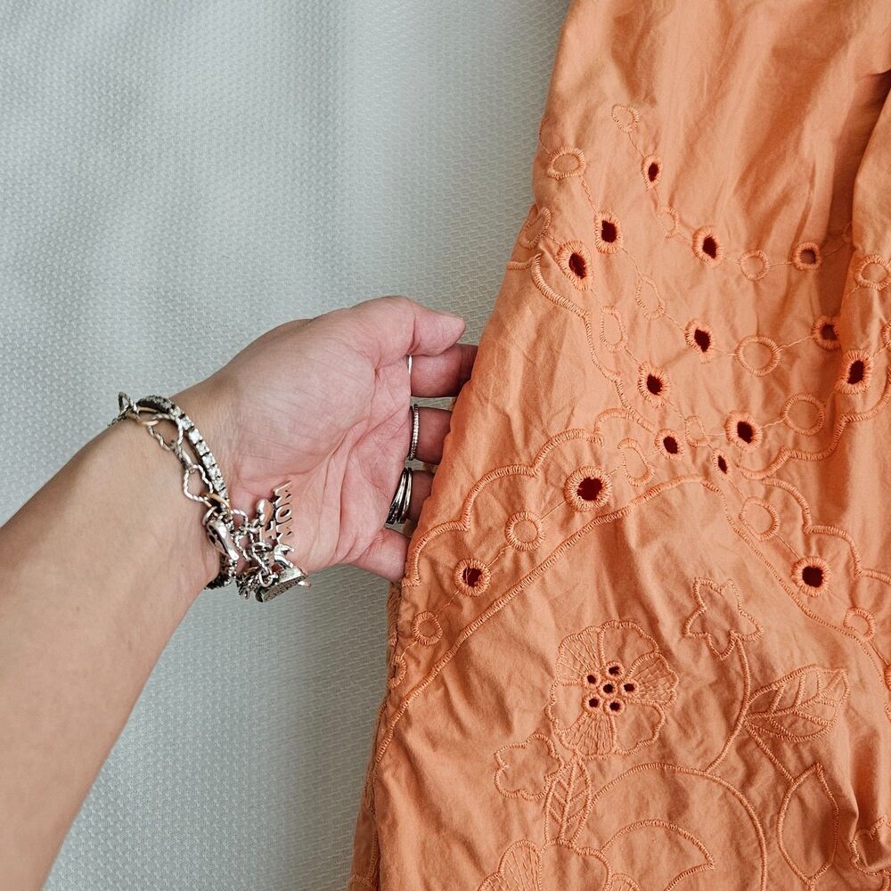 Ellison Orange Eyelet Babydoll Dress with pockets Medium womens - Picture 7 of 11
